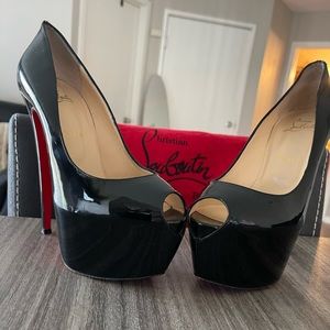 Authentic Christian Louboutin, Black, peep toe platform heels